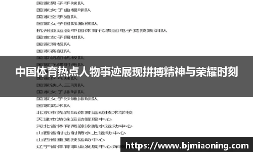 中国体育热点人物事迹展现拼搏精神与荣耀时刻
